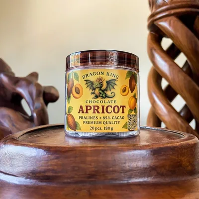 Jar of Dragon King Chocolate Apricot pralines