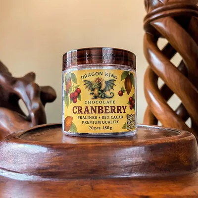 Jar of Dragon King Chocolate Cranberry pralines